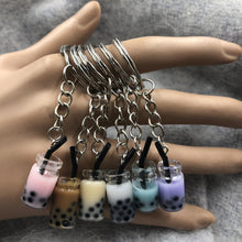 Load image into Gallery viewer, New Women/Men's Fashion Handmade Pearl milk tea coffee cup Key Chains Key Rings Alloy Charms Gifts  Wholesale